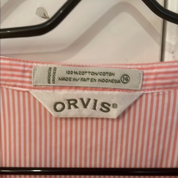 Orvis Pink Ruffled Long Sleeve  Button Blouse, size 14 - Picture 3 of 6